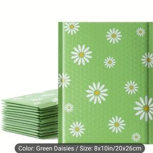 Green Daisy Bubble Mailers 10 Pk